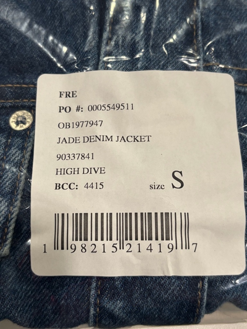 Free People Women's Small We the Free Jade Denim Jean Jacket NWT Pockets - Picture 9 of 10